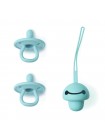 Pack 2 Pacifiers+Pacifier Holder Case Dusty Blue